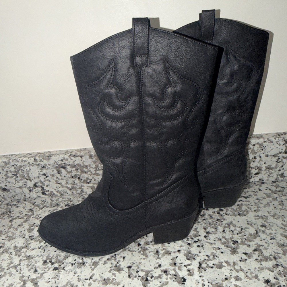 Charles Albert Women's 100% Vegan Leather Western Black Boots Yeehaw Size 11 - Picture 11 of 12